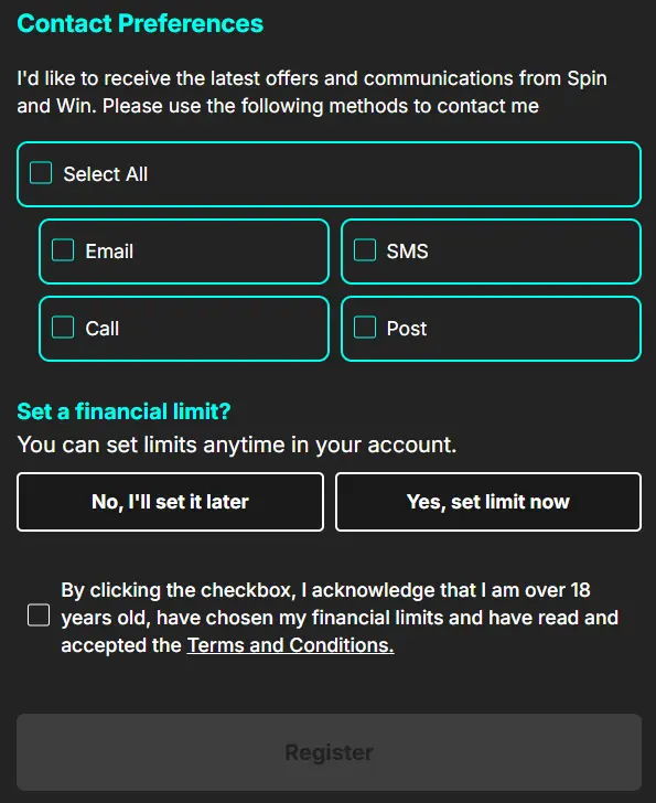 Sign Up before the Spin and Win Sign In